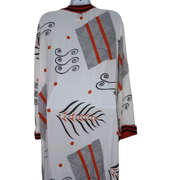 Womens Art to Wear Open Front Duster Cardigan M Long Beaded Festival Burning Man - Picture 8 of 11